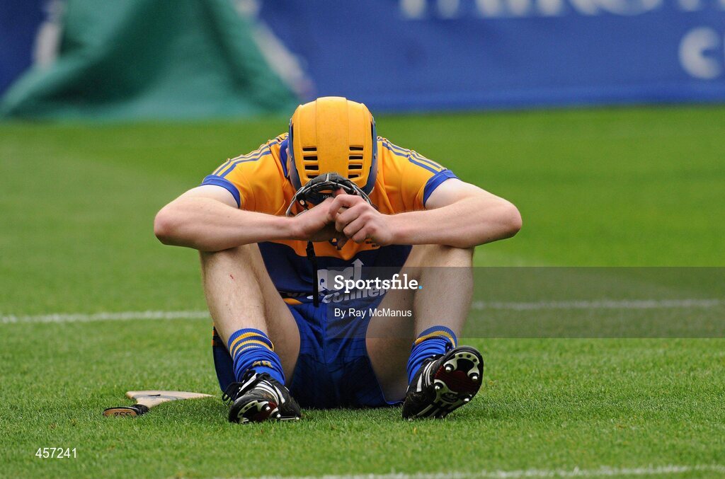 5 September 2010; A dejected Seadna Morey, Clare, after the match. ESB GAA Hurling All-Ireland Minor Championship Final, Kilkenny v Clare, Croke Park, Dublin. Picture credit: Ray McManus / SPORTSFILE
