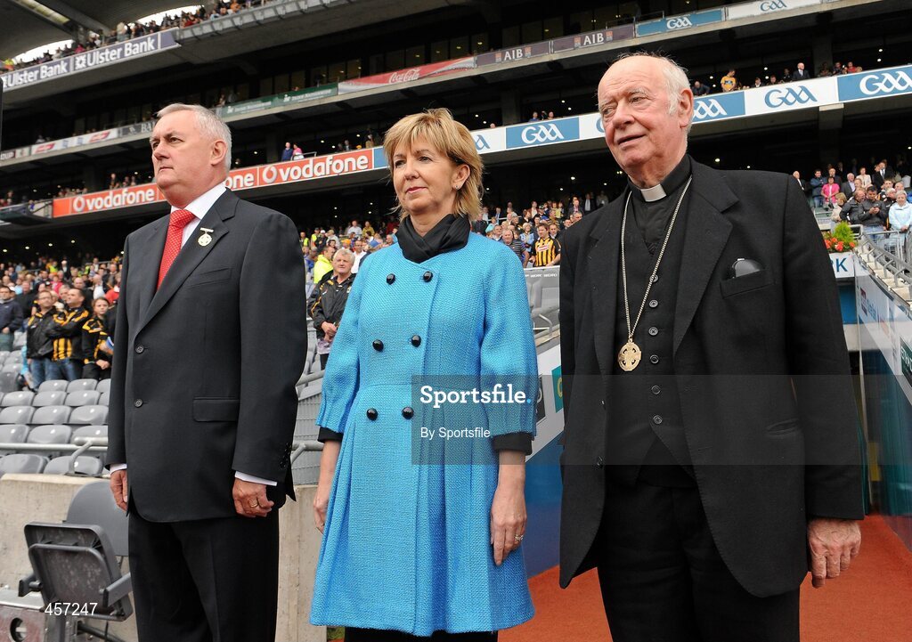 5 September 2010; Dr. Dermot Clifford, Archbishop of Cashel and Emly and patron of the GAA, with Uachtarán Chumann Lúthchleas Gael Criostóir Ó Cuana and his wife Anne before making their way to their seats before the game. ESB GAA Hurling All-Ireland Minor Championship Final, Kilkenny v Clare. Photo by Sportsfile