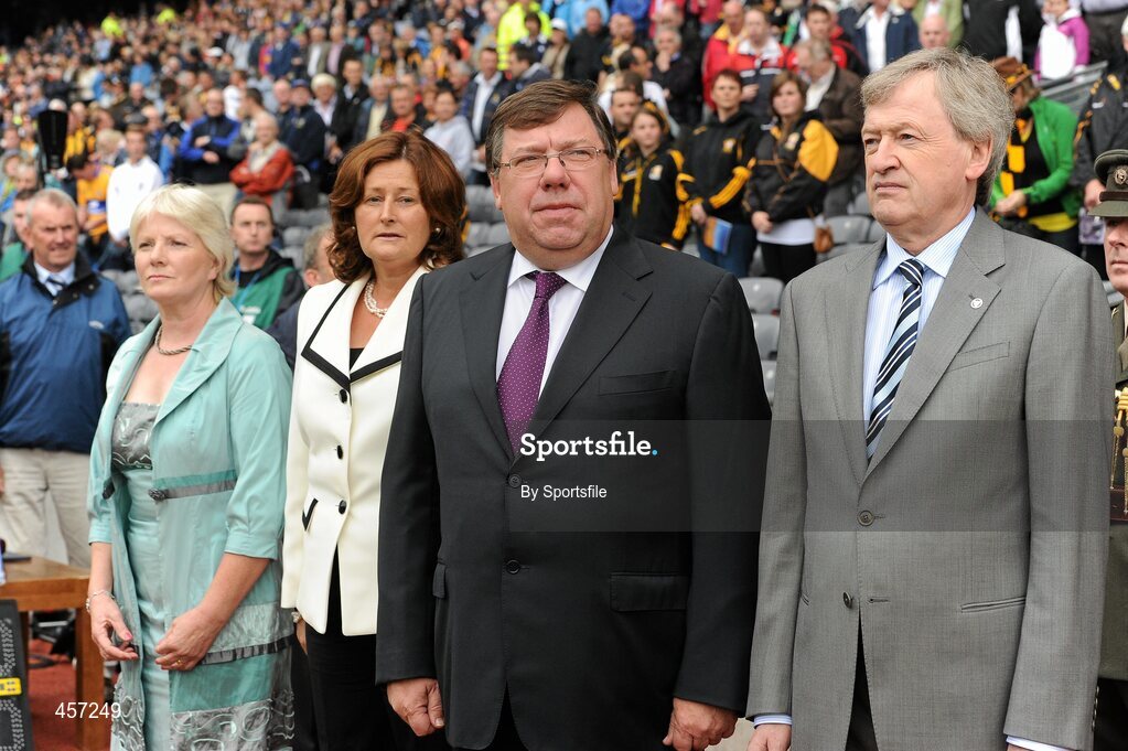 5 September 2010; An Taoiseach Brian Cowen T.D., with his wife Mary alongside Ard Stiurthoir of the GAA Paraic Duffy and his wife Vera, left. ESB GAA Hurling All-Ireland Minor Championship Final, Kilkenny v Clare. Photo by Sportsfile