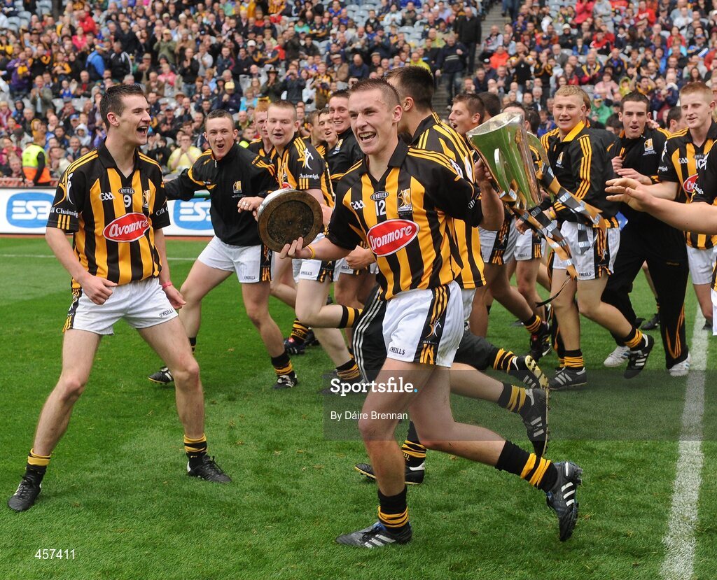 5 September 2010; Kilkenny captain Cillian Buckley celebrates with the Irish Press Cup during the 'lap of honour'. ESB GAA Hurling All-Ireland Minor Championship Final, Kilkenny v Clare. Picture credit: Dáire Brennan / SPORTSFILE