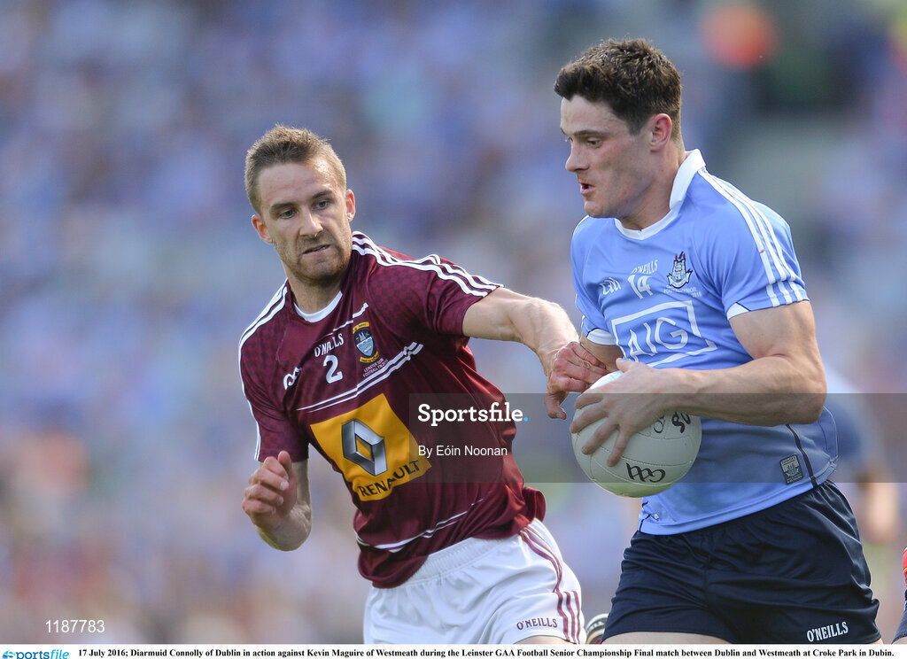 17 July 2016; Diarmuid Connolly of Dublin in action against Kevin Maguire of Westmeath during the Leinster GAA Football Senior Championship Final match between Dublin and Westmeath at Croke Park in Dubin. Photo by Eóin Noonan/Sportsfile