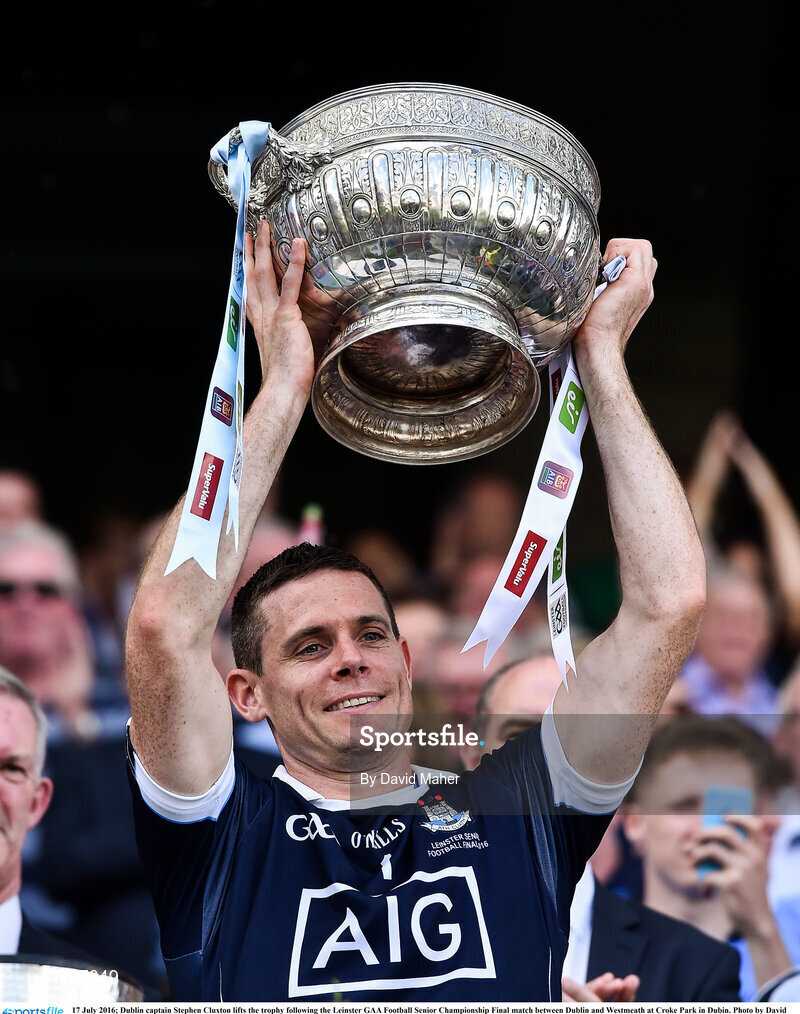 17 July 2016; Dublin captain Stephen Cluxton lifts the trophy following the Leinster GAA Football Senior Championship Final match between Dublin and Westmeath at Croke Park in Dubin. Photo by David Maher/Sportsfile