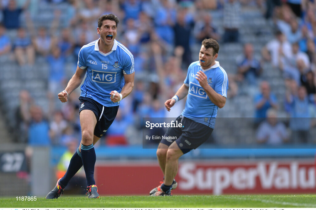 17 July 2016; Bernard Brogan of Dublin celebrates after scoring his side's first goal during the Leinster GAA Football Senior Championship Final match between Dublin and Westmeath at Croke Park in Dubin. Photo by Eóin Noonan/Sportsfile
