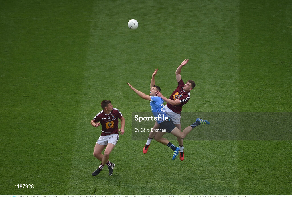 17 July 2016; Ger Egan of Westmeath in action against Darren Daly of Dublin during the Leinster GAA Football Senior Championship Final match between Dublin and Westmeath at Croke Park in Dubin. Photo by Daire Brennan/Sportsfile