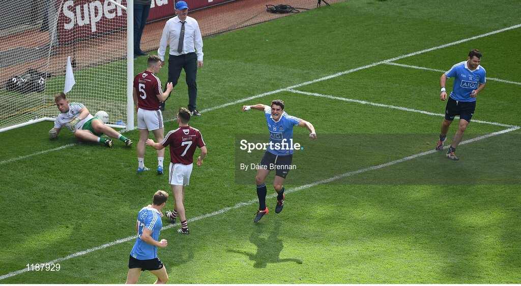 17 July 2016; Bernard Brogan of Dublin celebrates after scoring his side's first goal during the Leinster GAA Football Senior Championship Final match between Dublin and Westmeath at Croke Park in Dubin. Photo by Daire Brennan/Sportsfile