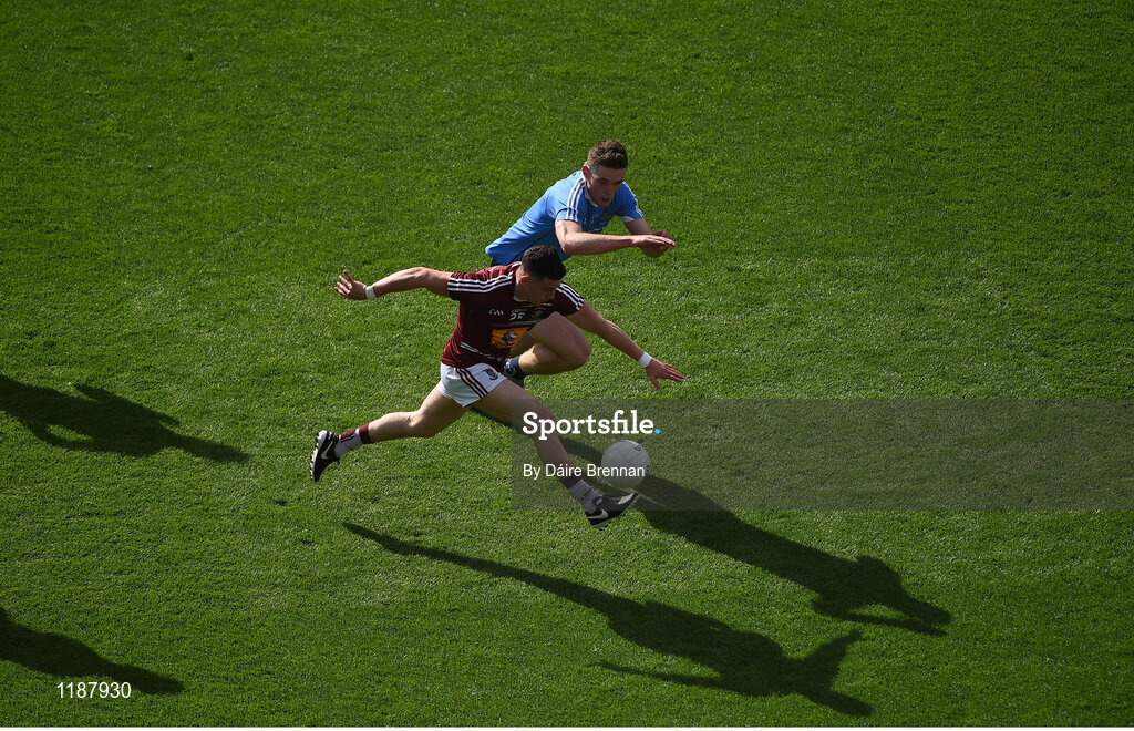 17 July 2016; Shane Corcoran of Westmeath in action against Brian Fenton of Dublin during the Leinster GAA Football Senior Championship Final match between Dublin and Westmeath at Croke Park in Dubin. Photo by Daire Brennan/Sportsfile