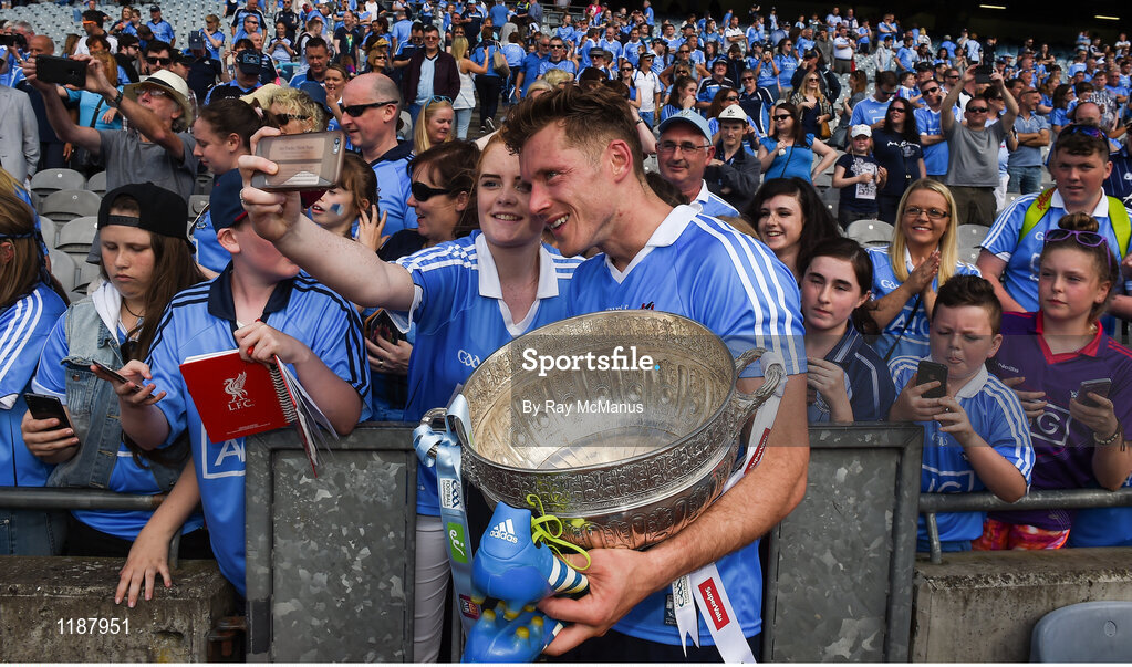 17 July 2016; Dublin's Paul Flynn poses for supporters after the Leinster GAA Football Senior Championship Final match between Dublin and Westmeath at Croke Park in Dubin. Photo by Ray McManus/Sportsfile
