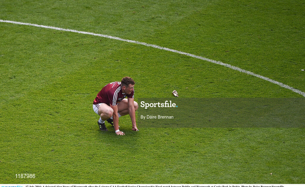 17 July 2016; A dejected Alan Stone of Westmeath after the Leinster GAA Football Senior Championship Final match between Dublin and Westmeath at Croke Park in Dubin. Photo by Daire Brennan/Sportsfile
