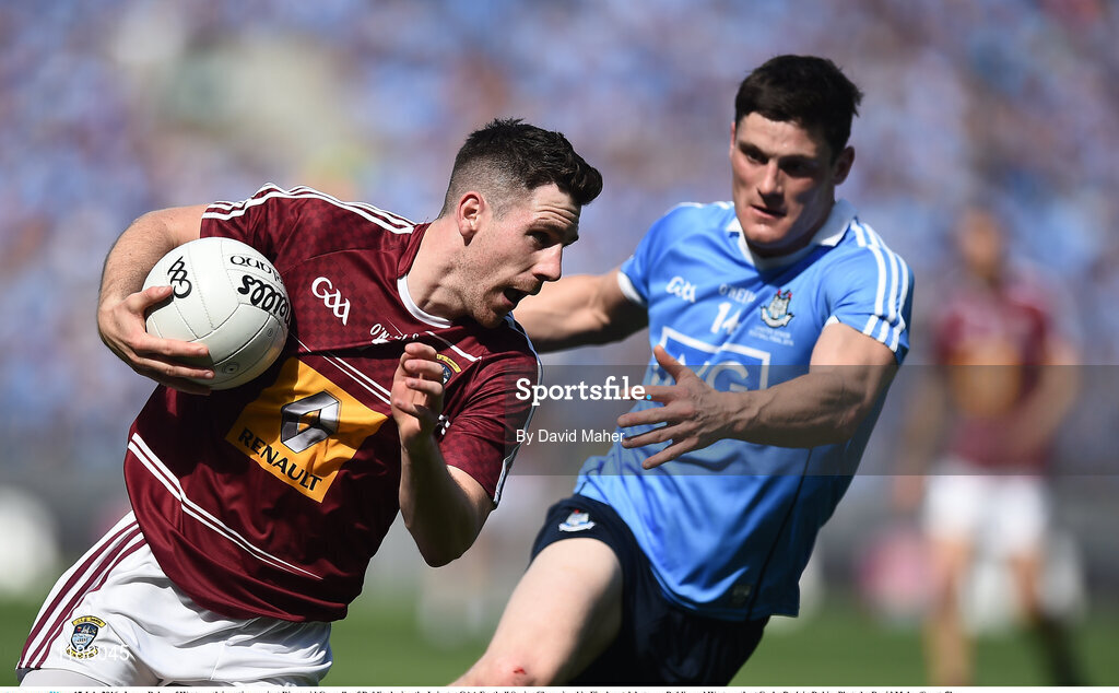 17 July 2016; James Dolan of Westmeath in action against Diarmuid Connolly of Dublin during the Leinster GAA Football Senior Championship Final match between Dublin and Westmeath at Croke Park in Dubin. Photo by David Maher/Sportsfile