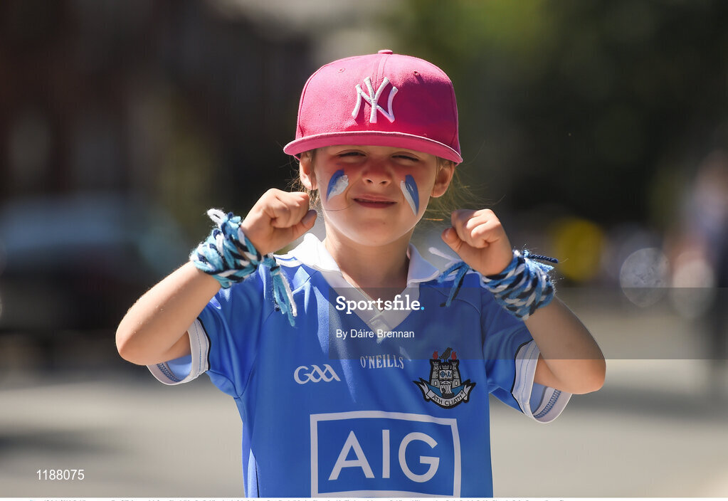17 July 2016; Dublin supporter Zoe O'Brien, aged 6, from Clondalkin, Co. Dublin, ahead of the Leinster GAA Football Senior Championship Final match between Dublin and Westmeath at Croke Park in Dubin. Photo by Daire Brennan/Sportsfile