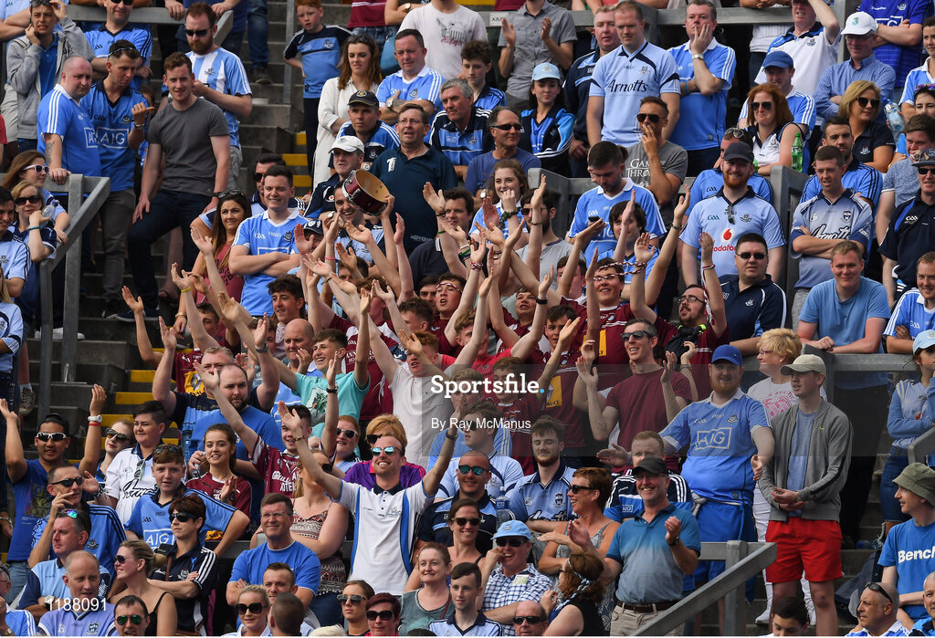 17 July 2016; A group of Westmeath supporters, on Hill 16, lead off with the 'Viking' Thunder-Clap during the Leinster GAA Football Senior Championship Final match between Dublin and Westmeath at Croke Park in Dubin. Photo by Ray McManus/Sportsfile