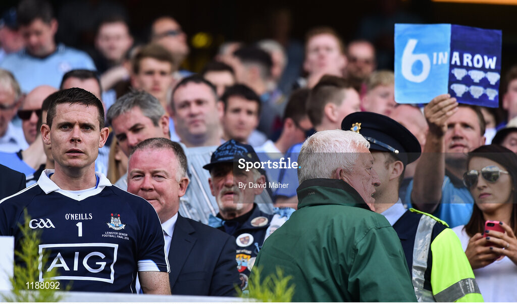 17 July 2016; Dublin captain Stephen Cluxton before lifting the Delaney Cup after the Leinster GAA Football Senior Championship Final match between Dublin and Westmeath at Croke Park in Dubin. Photo by David Maher/Sportsfile