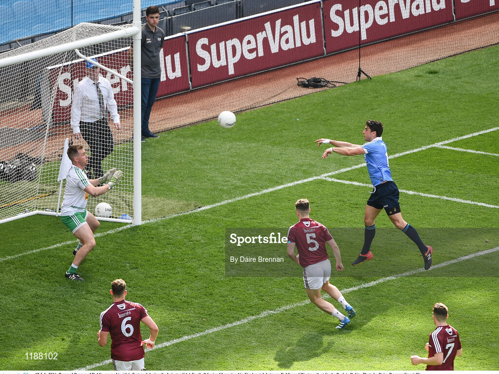 17 July 2016; Bernard Brogan of Dublin scores his side's first goal during the Leinster GAA Football Senior Championship Final match between Dublin and Westmeath at Croke Park in Dubin. Photo by Daire Brennan/Sportsfile