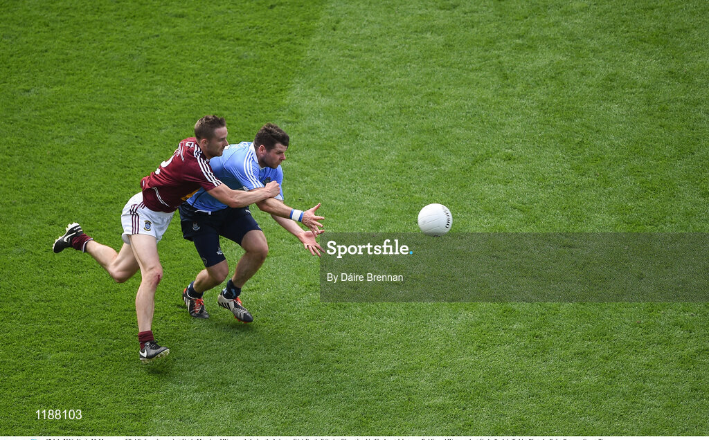 17 July 2016; Kevin McManamon of Dublin in action against Kevin Maguire of Westmeath during the Leinster GAA Football Senior Championship Final match between Dublin and Westmeath at Croke Park in Dubin. Photo by Daire Brennan/Sportsfile