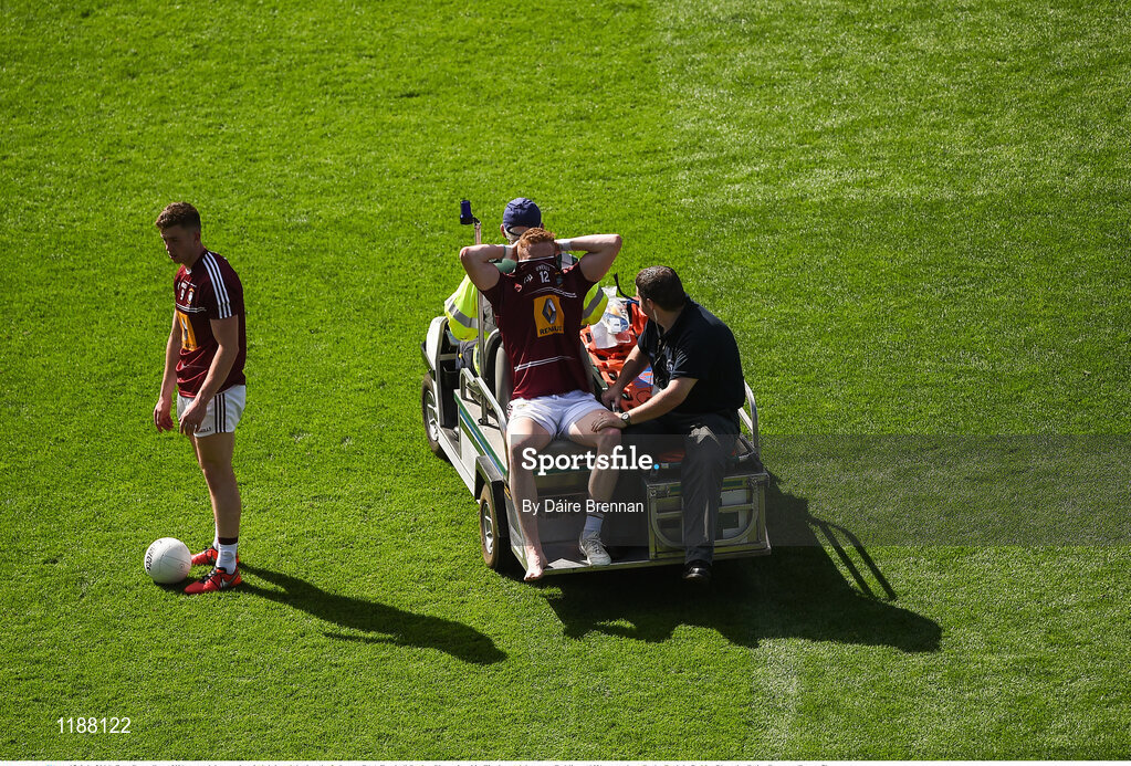 17 July 2016; Ray Connellan of Westmeath leaves the pitch injured during the Leinster GAA Football Senior Championship Final match between Dublin and Westmeath at Croke Park in Dubin. Photo by Daire Brennan/Sportsfile