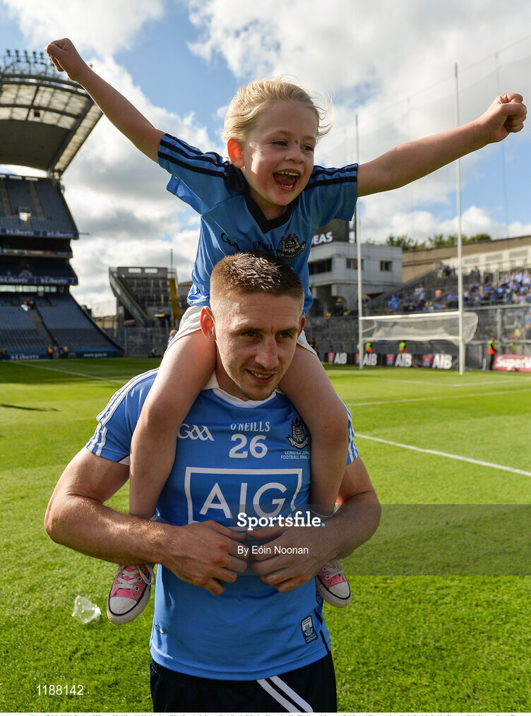 17 July 2016; Eoghan O'Gara of Dublin with his daughter Ella after the Leinster GAA Football Senior Championship Final match between Dublin and Westmeath at Croke Park in Dubin. Photo by Eóin Noonan/Sportsfile