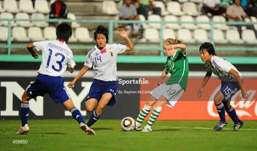 17 September 2010; Denise O'Sullivan, Republic of Ireland, shoots to score her side's 1st goal. FIFA U-17 Women’s World Cup Quarter-Final, Republic of Ireland v Japan, Larry Gomes Stadium, Arima, Trinidad, Trinidad & Tobago. Picture credit: Stephen McCarthy / SPORTSFILE