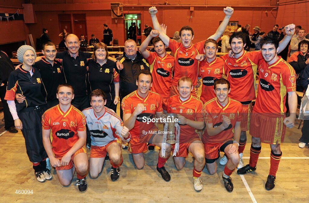 18 September 2010; Players and staff from St. Johns, Drumnaquoile, Co. Down, celebrate winning the, Bord Gáis Energy / St. Jude’s All-Ireland Junior Football 7s. 20 teams from around the country travelled to take part in this prestigious competition. Bord Gáis Energy / St. Jude’s All-Ireland Junior Football 7s Tournament, St. Jude's GAA Club, Templeogue, Dublin. Picture credit: Matt Browne / SPORTSFILE