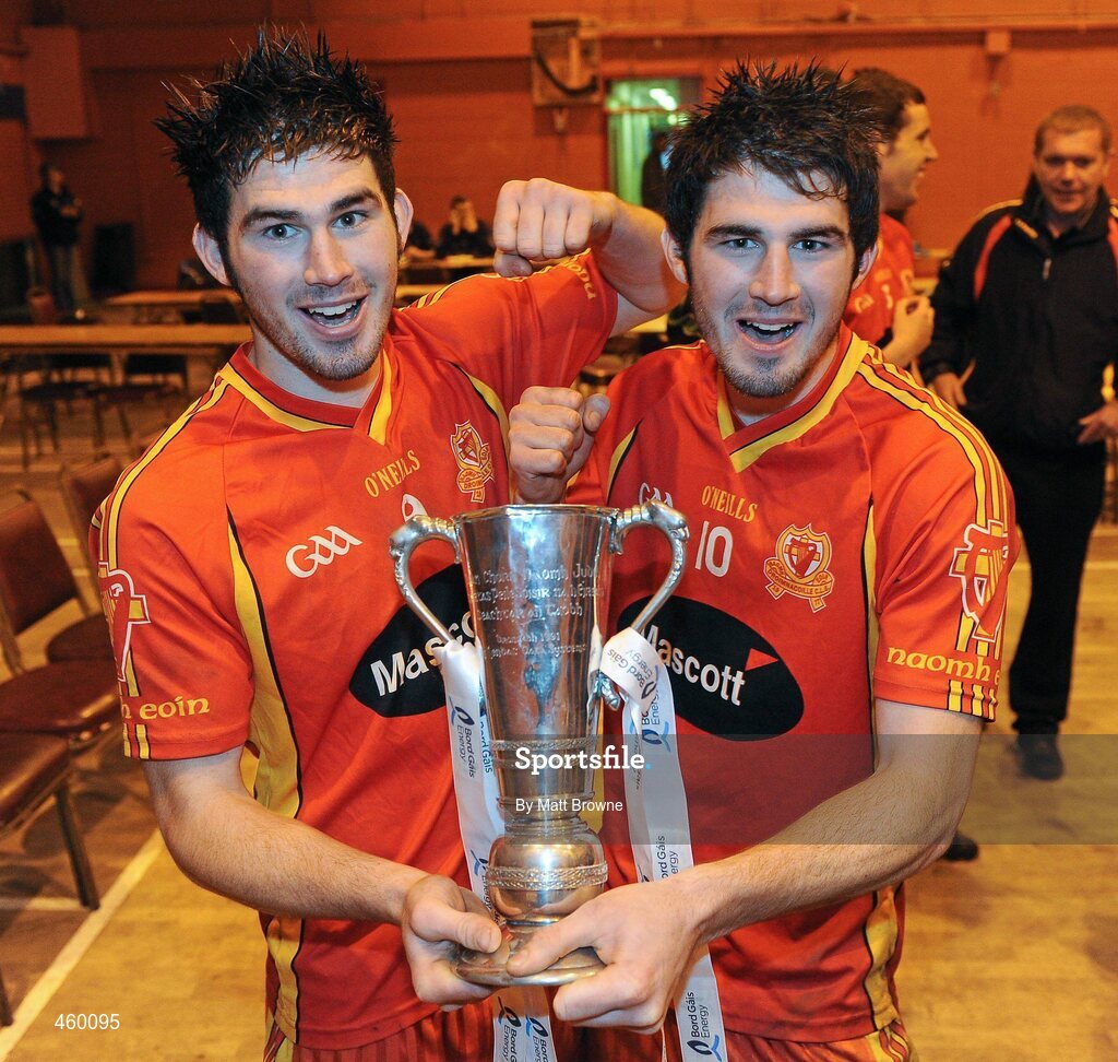 18 September 2010; Twin brothers Conor and Ryan Flanagan from St. Johns, Drumnaquoile, Co. Down, celebrate winning the, Bord Gáis Energy / St. Jude’s All-Ireland Junior Football 7s. 20 teams from around the country travelled to take part in this prestigious competition. Bord Gáis Energy / St. Jude’s All-Ireland Junior Football 7s Tournament, St. Jude's GAA Club, Templeogue, Dublin. Picture credit: Matt Browne / SPORTSFILE