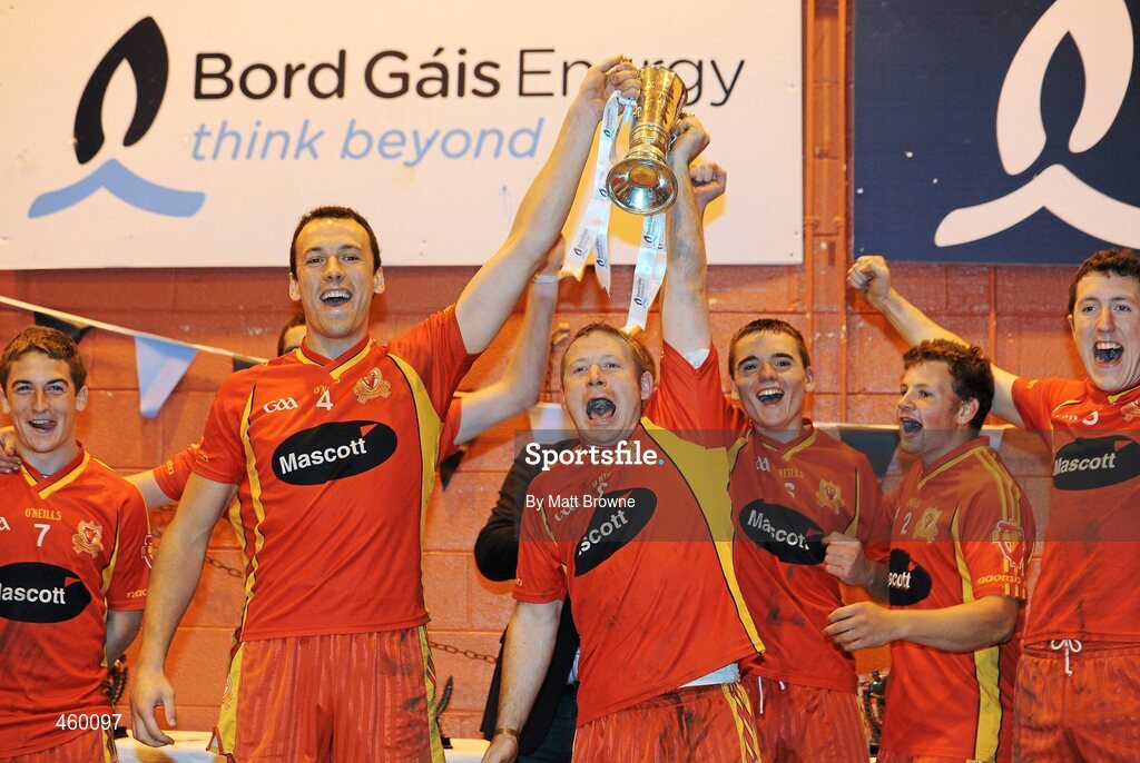 18 September 2010; St. Johns, Drumnaquoile, Co. Down, captain Daniel Marmion, 4, and Damian Murray, 8, lift the cup after winning the, Bord Gáis Energy / St. Jude’s All-Ireland Junior Football 7s. 20 teams from around the country travelled to take part in this prestigious competition. Bord Gáis Energy / St. Jude’s All-Ireland Junior Football 7s Tournament, St. Jude's GAA Club, Templeogue, Dublin. Picture credit: Matt Browne / SPORTSFILE