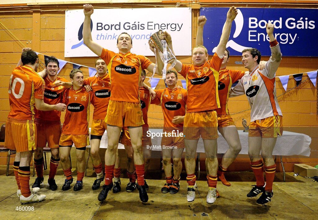 18 September 2010; St. Johns, Drumnaquoile, Co. Down, captain Daniel Marmion, 4, and Damian Murray, 8, lift the cup after winning the, Bord Gáis Energy / St. Jude’s All-Ireland Junior Football 7s. 20 teams from around the country travelled to take part in this prestigious competition. Bord Gáis Energy / St. Jude’s All-Ireland Junior Football 7s Tournament, St. Jude's GAA Club, Templeogue, Dublin. Picture credit: Matt Browne / SPORTSFILE