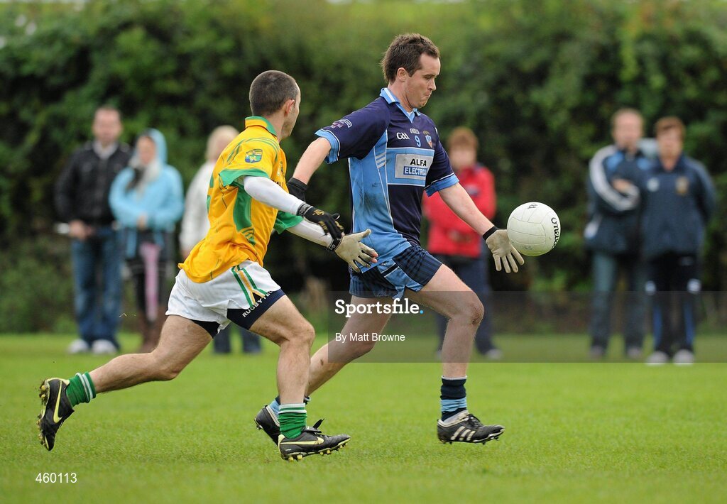 18 September 2010; David Reynolds, St. Jude’s in action against Anton O'LAodha, St. Jame's GAA Club, Ardfield, East Cork, Co. Cork, during the Bord Gáis Energy / St. Jude’s All-Ireland Junior Football 7s Semi-Final. 20 teams from around the country travelled to take part in this prestigious competition. Bord Gáis Energy / St. Jude’s All-Ireland Junior Football 7s Tournament, St. Jude's GAA Club, Templeogue, Dublin. Picture credit: Matt Browne / SPORTSFILE
