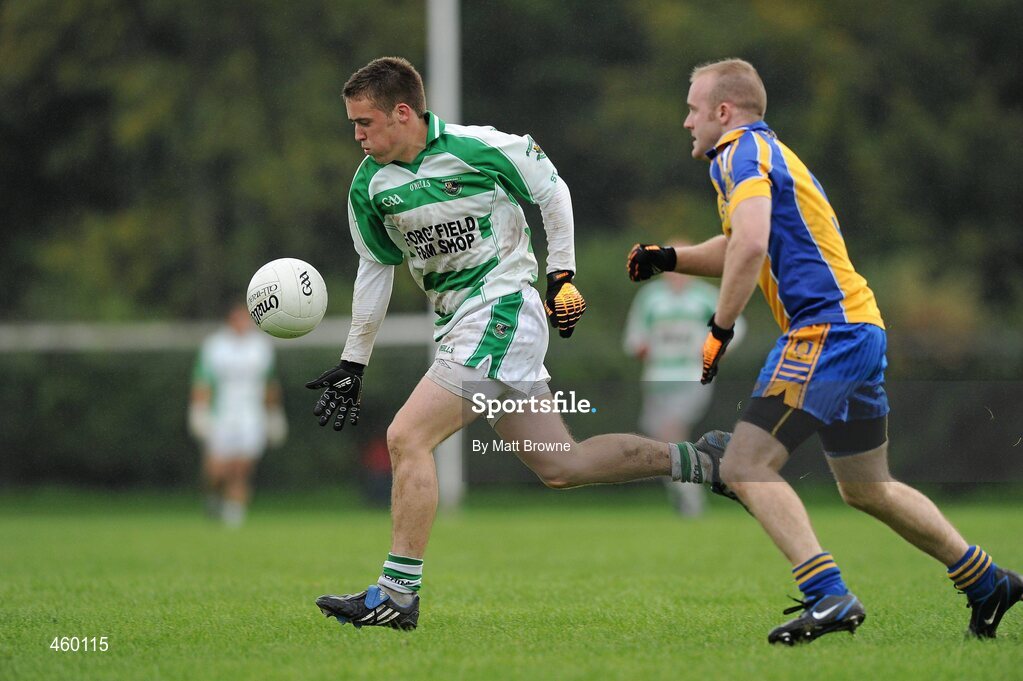 18 September 2010; Ronan Holcroft, St. Feichins, GAA Club, Termonfeckin, Co. Louth, in action against Liam McGrannaglan, St. Mochtas, GAA Club, Louth Villag, Co Louth. during the Shield Final, Bord Gáis Energy / St. Jude’s All-Ireland Junior Football 7s. 20 teams from around the country travelled to take part in this prestigious competition. Bord Gáis Energy / St. Jude’s All-Ireland Junior Football 7s Tournament, St. Jude's GAA Club, Templeogue, Dublin. Picture credit: Matt Browne / SPORTSFILE