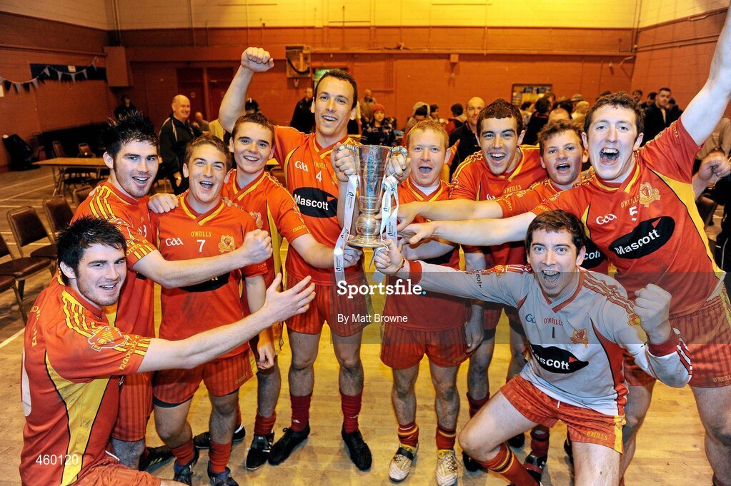 18 September 2010; Players from St. Johns, Drumnaquoile, Co. Down, from left Ryan Flanagan, Conor Flanagan, Darren Savage, Conor Morgan, Daniel Marmion, Damian Murray, Gerard McAnulty, Conor Branniff, Joeseph Savage, Conor McCombe, celebrate winning the, Bord Gáis Energy / St. Jude’s All-Ireland Junior Football 7s. 20 teams from around the country travelled to take part in this prestigious competition. Bord Gáis Energy / St. Jude’s All-Ireland Junior Football 7s Tournament, St. Jude's GAA Club, Templeogue, Dublin. Picture credit: Matt Browne / SPORTSFILE