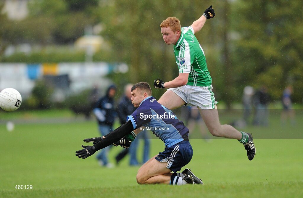 18 September 2010; Liam Gallagher, Achill GAA Club, Co. Mayo, in action against Patsy Tyrrell, St. Jude’s, at the Bord Gáis Energy / St. Jude’s All-Ireland Junior Football 7s Quarter-Final. 20 teams from around the country travelled to take part in this prestigious competition. Bord Gáis Energy / St. Jude’s All-Ireland Junior Football 7s Tournament, St. Jude's GAA Club, Templeogue, Dublin. Picture credit: Matt Browne / SPORTSFILE