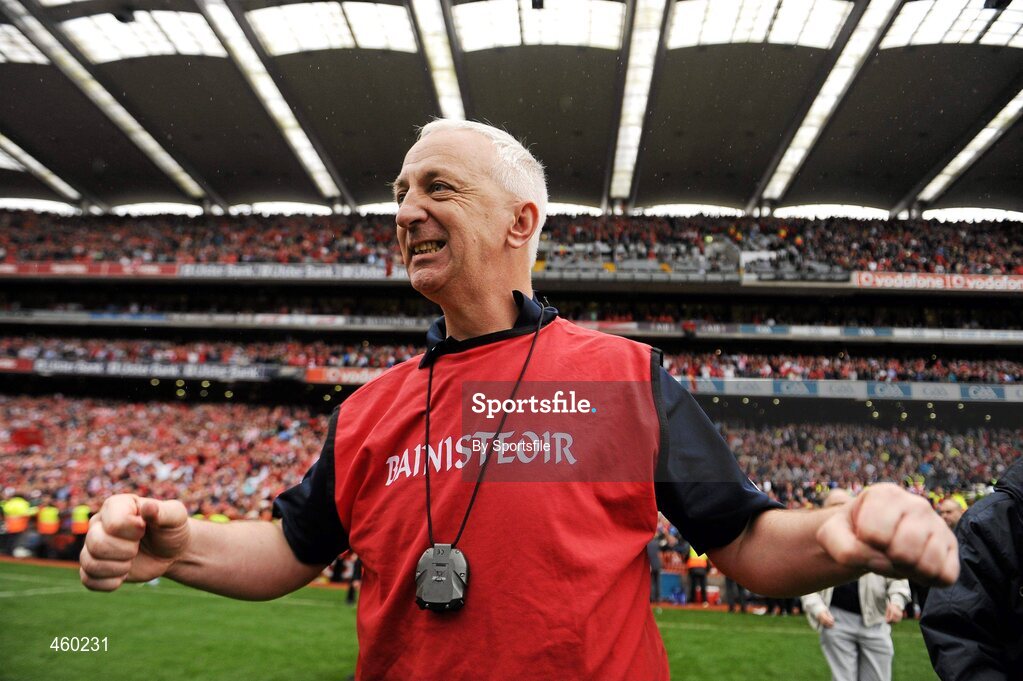 19 September 2010; Cork manager Conor Counihan celebrates at the end of the game. GAA Football All-Ireland Senior Championship Final, Down v Cork, Croke Park, Dublin. Photo by Sportsfile