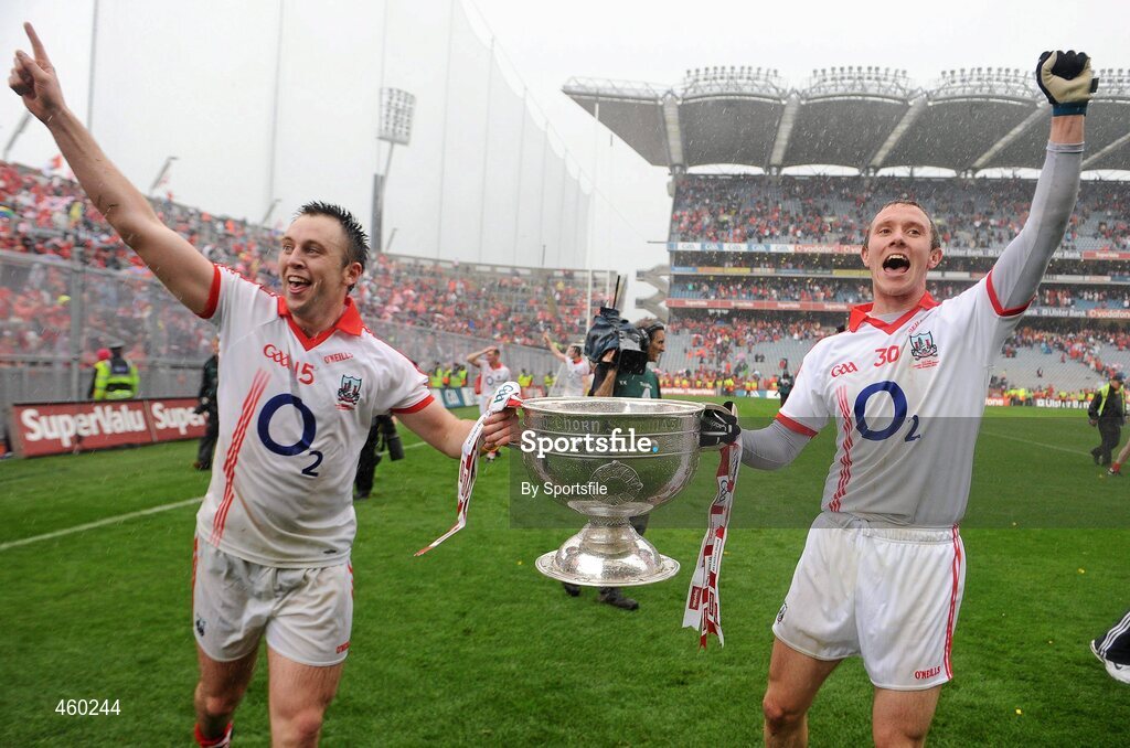 19 September 2010; Cork's Paul Kerrigan, left, and John Hayes, celebrate with the Sam Maguire cup after the game. GAA Football All-Ireland Senior Championship Final, Down v Cork, Croke Park, Dublin. Photo by Sportsfile