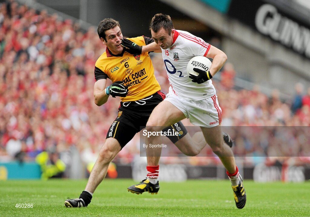 19 September 2010; Paul Kerrigan, Cork, in action against Kevin McKernan, Down. GAA Football All-Ireland Senior Championship Final, Down v Cork, Croke Park, Dublin. Photo by Sportsfile