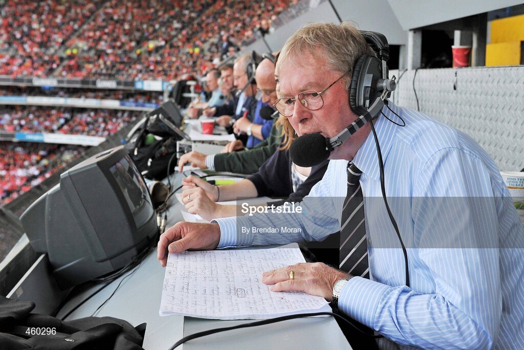 19 September 2010; RTE Gaelic Games Commentator Michéal O Muircheartaigh commentates on his last All-Ireland Senior Championship Final after a career lasting 62 years. His first broadcast was the Railway Cup Final on St Patrick's Day 1949. GAA Football All-Ireland Senior Championship Final, Down v Cork, Croke Park, Dublin. Picture credit: Brendan Moran / SPORTSFILE