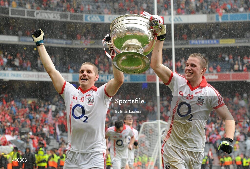 19 September 2010; Cork's Daniel Goulding, left, and Colm O'Neill celebrate with the Sam Maguire Cup. GAA Football All-Ireland Senior Championship Final, Down v Cork, Croke Park, Dublin. Picture credit: Brian Lawless / SPORTSFILE