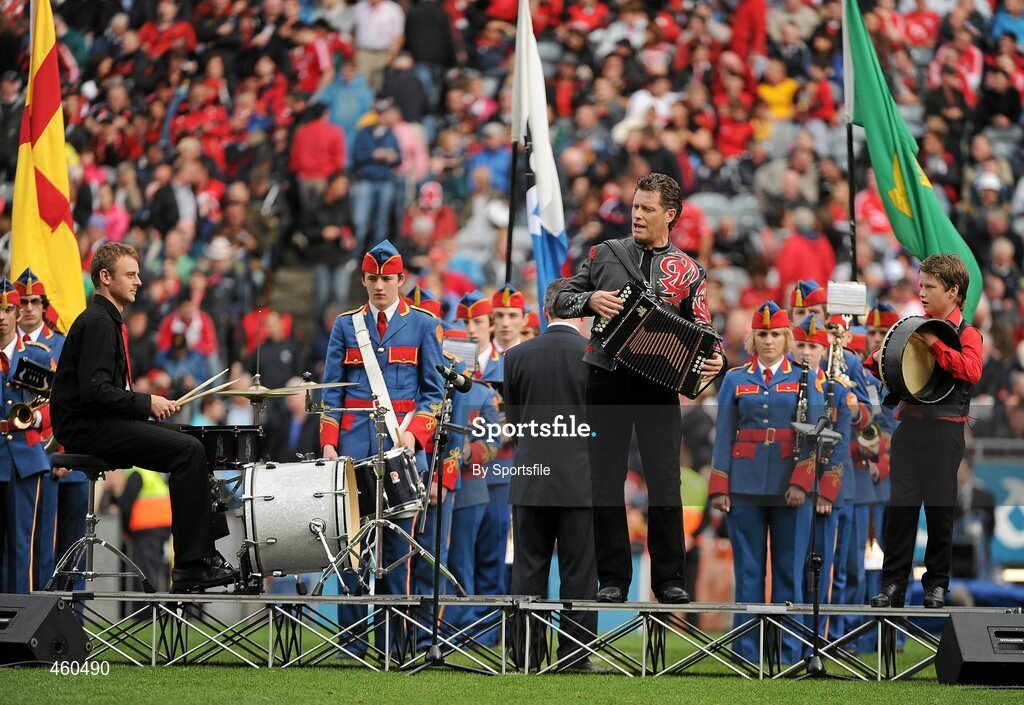 19 September 2010; A general view of the half-time musical entertainment by Liam O'Connor and the members of the Artane School of Music Band. GAA Football All-Ireland Senior Championship Final, Down v Cork, Croke Park, Dublin. Photo by Sportsfile