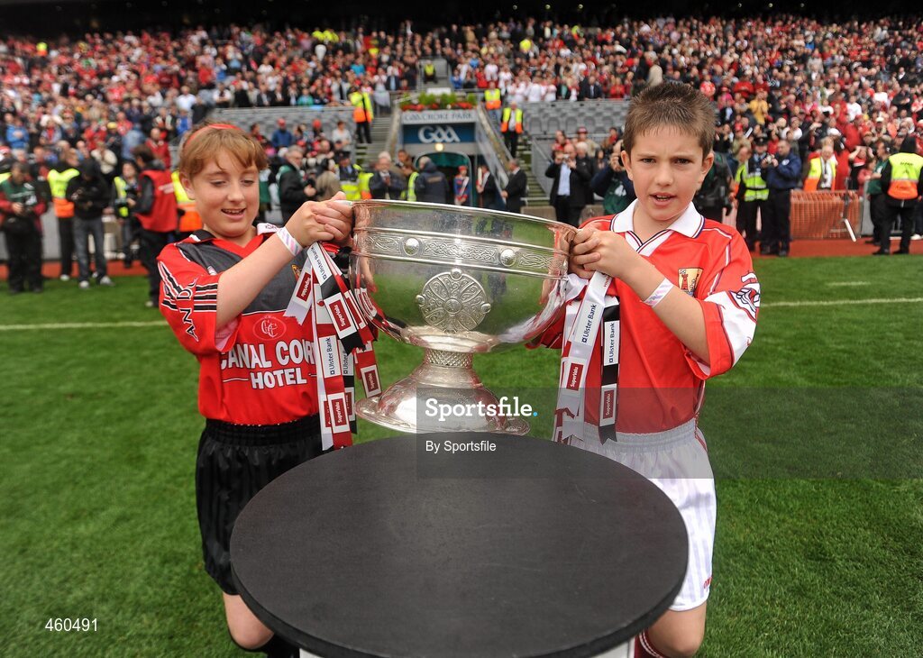 19 September 2010; The Sam Maguire cup is brought on to the pitch before the game. GAA Football All-Ireland Senior Championship Final, Down v Cork, Croke Park, Dublin. Photo by Sportsfile