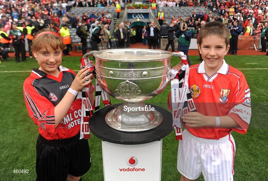 19 September 2010; The Sam Maguire cup is brought on to the pitch before the game. GAA Football All-Ireland Senior Championship Final, Down v Cork, Croke Park, Dublin. Photo by Sportsfile
