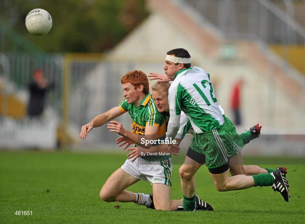 26 September 2010; Noel Gaughan, Tourlestranes, in action against Paul McGovern and Michael Doddy, 12, Eastern Harps. Sligo County Senior Football Championship Final, Eastern Harps v Tourlestrane, Markievicz Park, Sligo. Picture credit: David Maher / SPORTSFILE