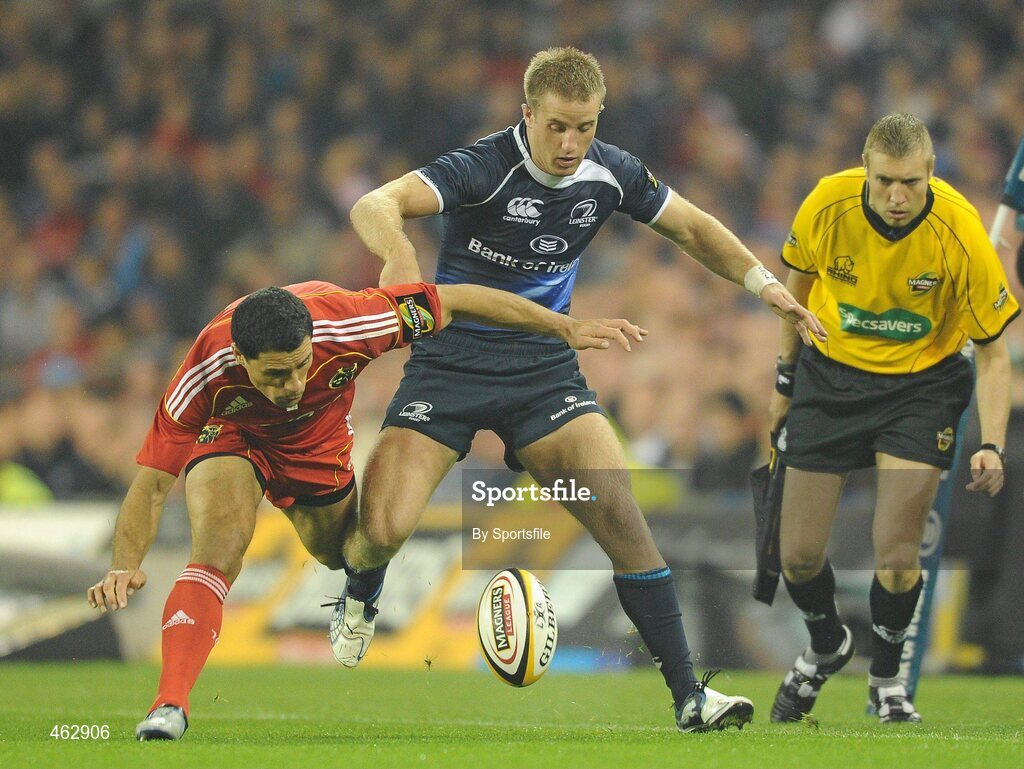 2 October 2010; Luke Fitzgerald, Leinster, in action against Doug Howlett, Munster. Celtic League, Leinster v Munster, Aviva Stadium, Lansdowne Road, Dublin. Photo by Sportsfile