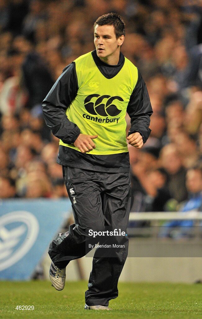2 October 2010; Jonathan Sexton, Leinster, warming up before half time. Celtic League, Leinster v Munster, Aviva Stadium, Lansdowne Road, Dublin. Picture credit: Brendan Moran / SPORTSFILE