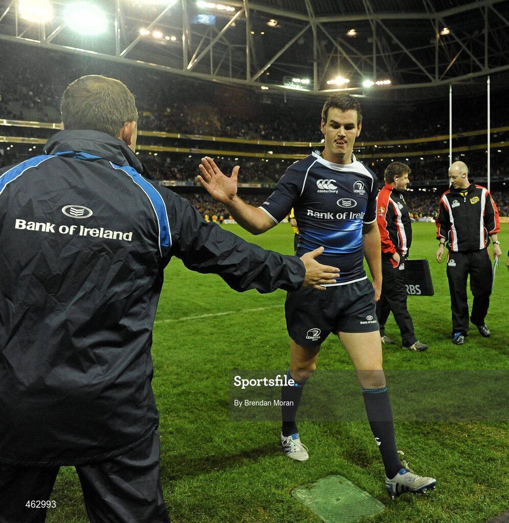 2 October 2010; Leinster's Jonathan Sexton leaves the pitch after the game. Celtic League, Leinster v Munster, Aviva Stadium, Lansdowne Road, Dublin. Picture credit: Brendan Moran / SPORTSFILE