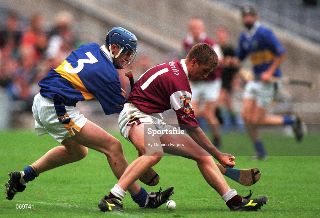 12 August 2001; Kevin Hayes of Galway in action against Pat Buckley of Tipperary
