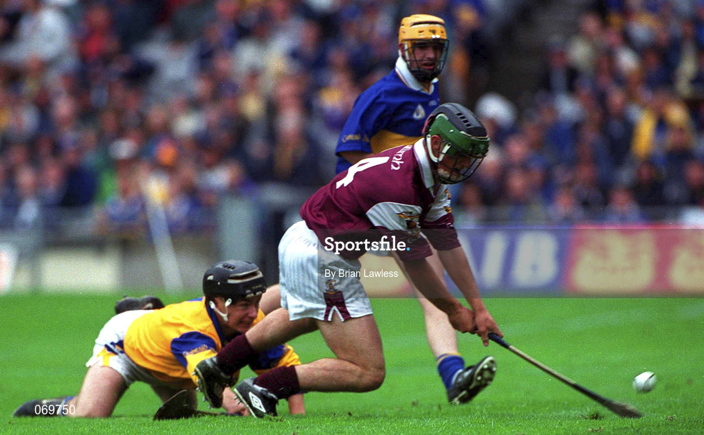 12 August 2001; Kenneth Burke of Galway scores a goal despite the attentions of Tipperary goalkeeper Patrick McCormack during the All-Ireland Minor Hurling Championship Semi-Final match between Galway and Tipperary at Croke Park in Dublin. Photo by Brian Lawless/Sportsfile