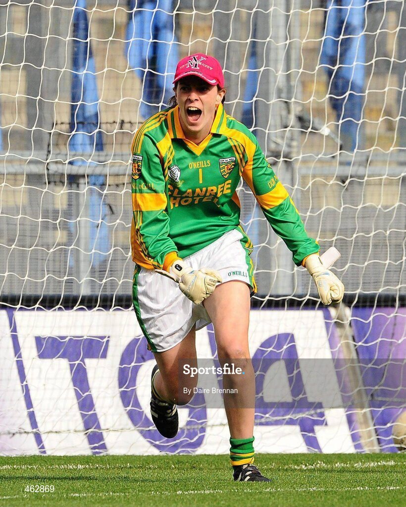 26 September 2010; Donegal goalkeeper R—is’n McCafferty celebrates at the end of the game. TG4 All-Ireland Intermediate Ladies Football Championship Final, Donegal v Waterford, Croke Park, Dublin. Picture credit: Dáire Brennan / SPORTSFILE