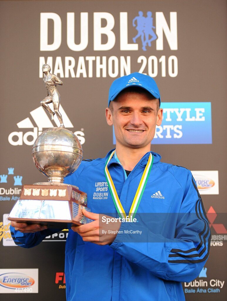 25 October 2010; Sergie Ciobanu, Clonliffe Harriers, after winning the Irish National Marathon Championships at the Lifestyle Sports - adidas Dublin Marathon 2010. Dublin. Picture credit: Stephen McCarthy / SPORTSFILE