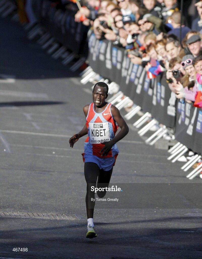 25 October 2010; Moses Kangogo Kibet, Kenya, on his way to winning the Lifestyle Sports - adidas Dublin Marathon 2010, Merrion Square, Dublin. Picture credit: Tomas Greally / SPORTSFILE