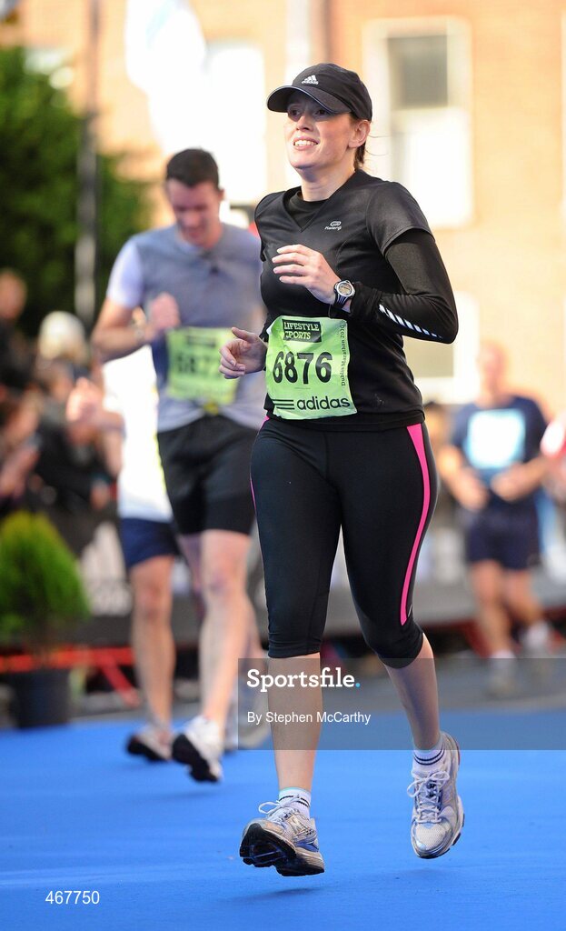 25 October 2010; Maria Hayes, from Bray, Co. Wicklow, on the approach to the finish during the Lifestyle Sports - adidas Dublin Marathon 2010. Dublin. Picture credit: Stephen McCarthy / SPORTSFILE