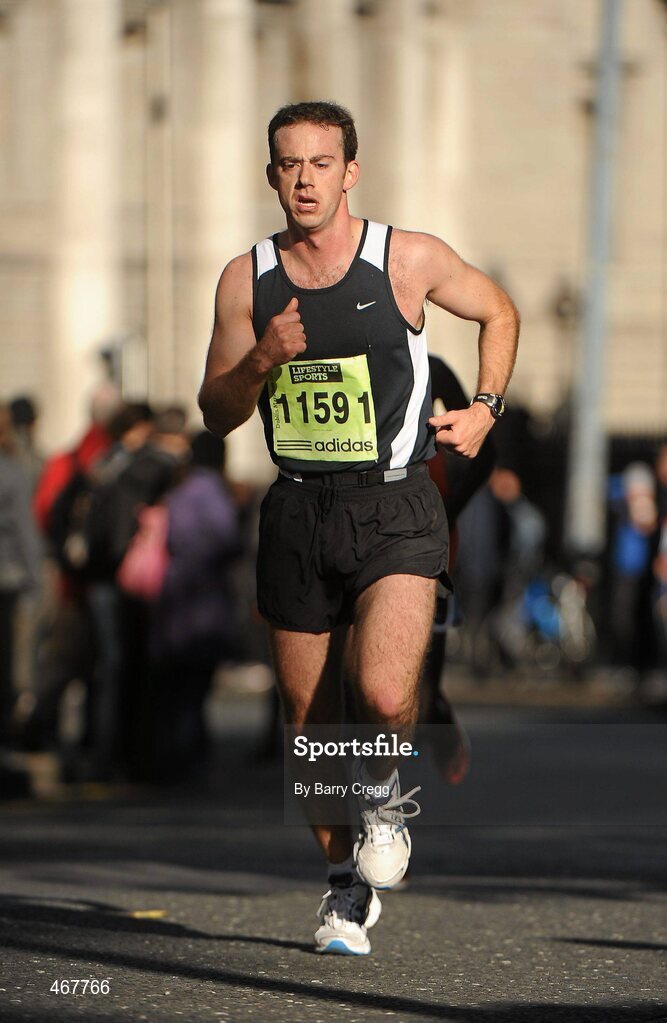 25 October 2010; James Maguire, from Bodmin, England, in action during the Lifestyle Sports - adidas Dublin Marathon 2010, Merrion Square, Dublin. Picture credit: Barry Cregg / SPORTSFILE