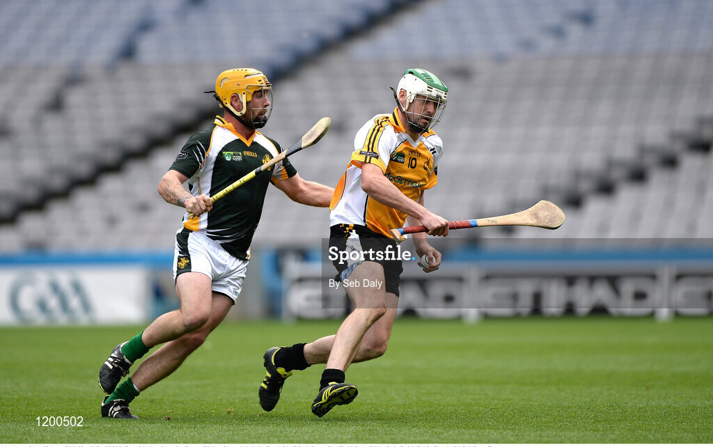 12 August 2016; Liam Kelly of Middle East, right, in action against Emmett Whelan of Australasia during Day 4 of the Etihad Airways GAA World Games 2016 at Croke Park in Dublin. Photo by Seb Daly/Sportsfile