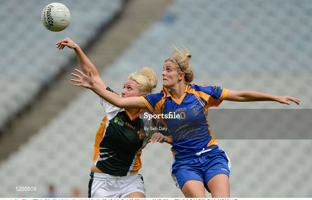 12 August 2016; Ann Nolan of Australasia in action against Anie Gormley of Parnells during Day 4 of the Etihad Airways GAA World Games 2016 at Croke Park in Dublin. Photo by Seb Daly/Sportsfile